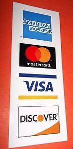 Visa MasterCard Discover Amex Logo - CREDIT CARD LOGO DECAL STICKER, MasterCard, Discover