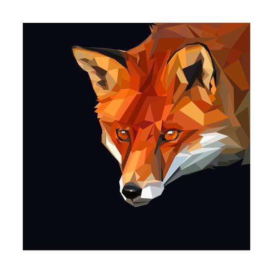 Red Fox Head Logo - Red Fox Head Intensivewatching Something on Dark Background Art