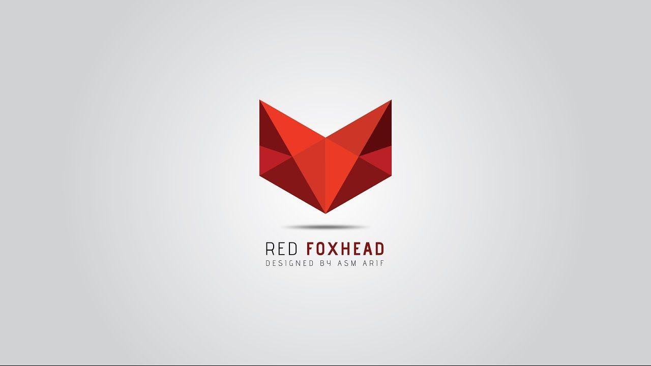 Red Fox Head Logo - Professional Logo Design. Adobe Illustrator CC. Tutorial Polygon