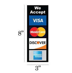 Visa MasterCard Discover Amex Logo - PACK OF 2 CREDIT CARD LOGO DECAL STICKERS - Visa / MasterCard ...