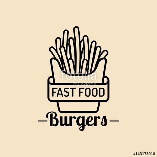Vintage Fast Food Restaurant Logo - Vector vintage fast food logo. Retro fry potatoes sign. Bistro icon ...
