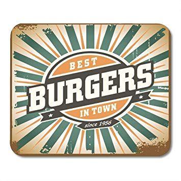 Vintage Fast Food Restaurant Logo - Amazon.com : Mouse Pads 70S 1950S Retro Style Burger Sign Vintage ...