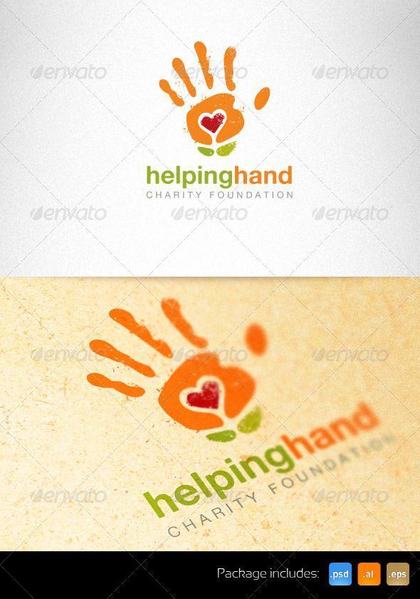 Orange Hands Logo - Helping Hand Charity Foundation Creative Logo. Animation, logos