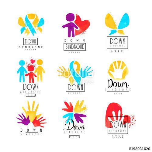 Orange Hands Logo - Set of abstract emblems with ribbons, humans and hands. Logos