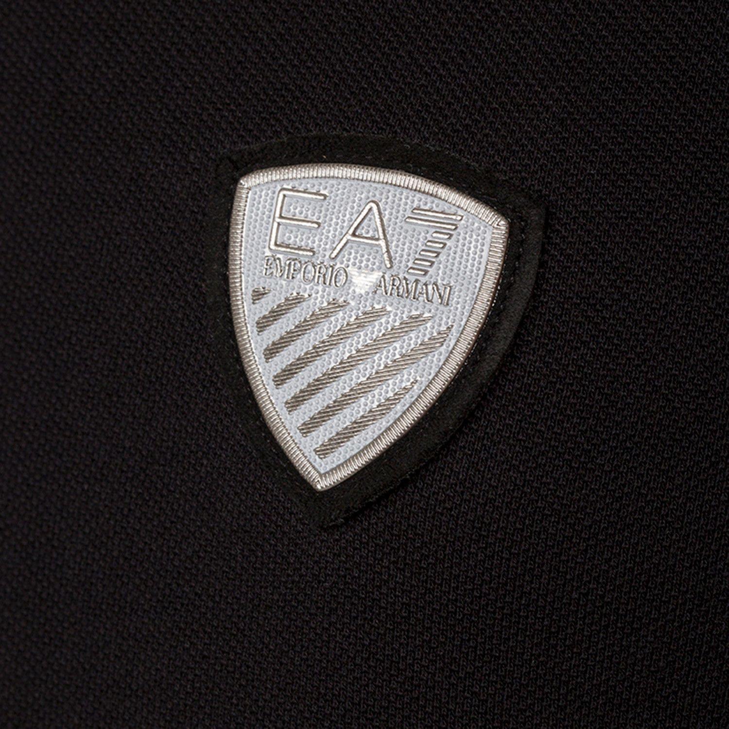 Black and Silver Shield Logo - Bright Silver Shield Patch Polo // Black (XS) Armani