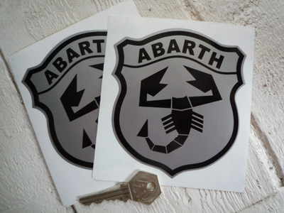 Black and Silver Shield Logo - Abarth & Co, Black & Silver, Shield Shaped Stickers