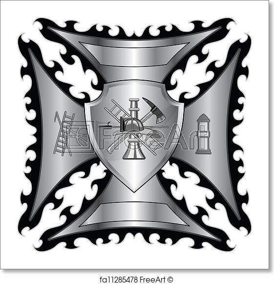 Black and Silver Shield Logo - Free art print of Firefighter Cross Silver Shield. Illustration of a ...