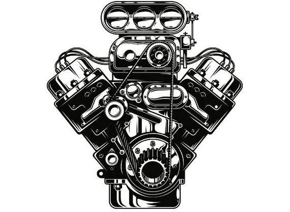 Automotive Engine Logo - Engine 4 Mechanic Motorcycle Car Automotive Chrome Car | Etsy