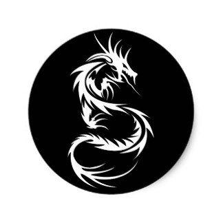 White Dragon Logo - 3.8cm White Dragon Classic Round Sticker-in Stickers from Home ...