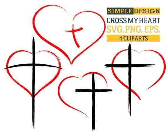 Heart and Cross Logo - Сross my heart Cross Heart Religious Christian Grunge | Etsy