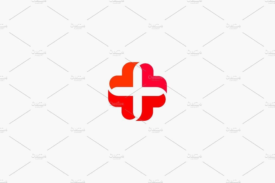 Heart and Cross Logo - Abstract medical cross logo design. Creative plus heart vector ...