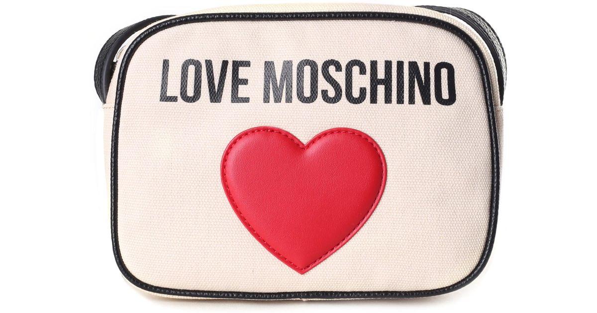 Heart and Cross Logo - Love Moschino Canvas Logo Heart Cross Body Bag