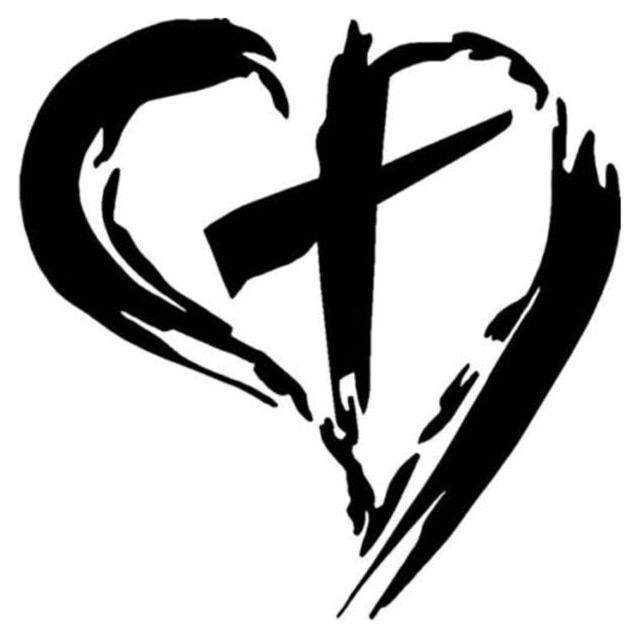 Heart and Cross Logo - 14.2cm*14.2cm Heart Cross Symbolic Stickers Decals Vinyl Car Styling ...