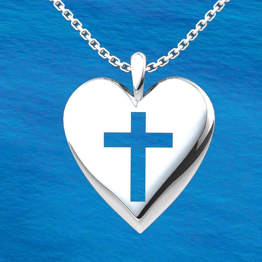 Heart and Cross Logo - Logos Jewelry - Sterling Silver Simple Heart Cross Pendant – Logos ...