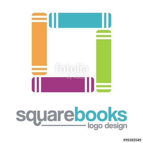 Simple Square Logo - Book Logo Square Book Logo Vector Stock image and royalty