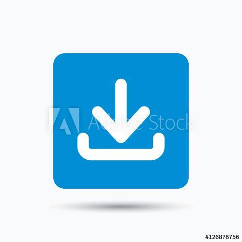 Internet in in Blue Square Logo - Download icon. Load internet data symbol. Blue square button
