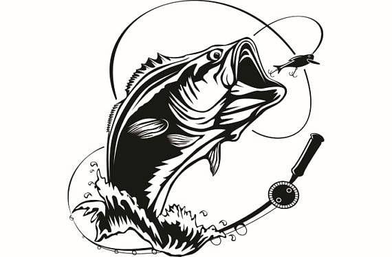 Black Bass Logo - Bass Fishing #5 Logo Angling Fish Hook Fresh Water Hunting ...
