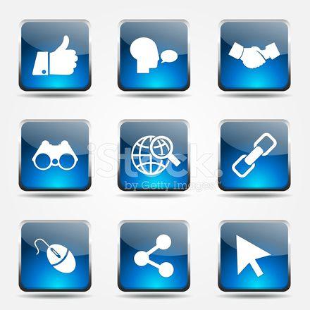 Internet in in Blue Square Logo - Social Internet Square Vector Blue Icon Design Set Stock Vector