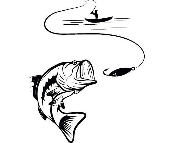 Black Bass Logo - Bass Fishing Logo Angling Fish Hook Fresh Water Hunting