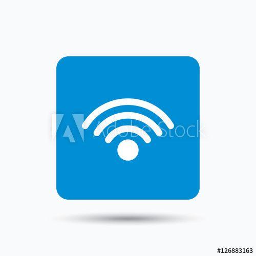 Internet in in Blue Square Logo - Wifi icon. Wireless internet sign. Communication technology symbol ...