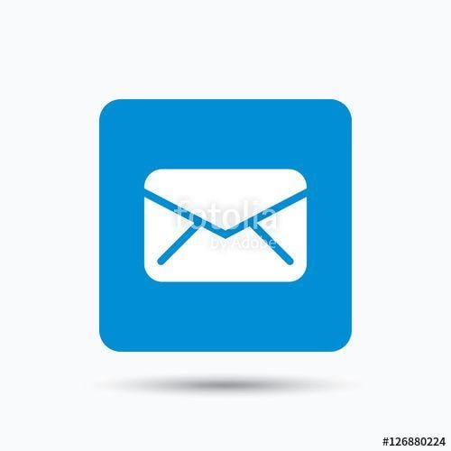 Internet in in Blue Square Logo - Envelope icon. Send email message sign. Internet mailing symbol