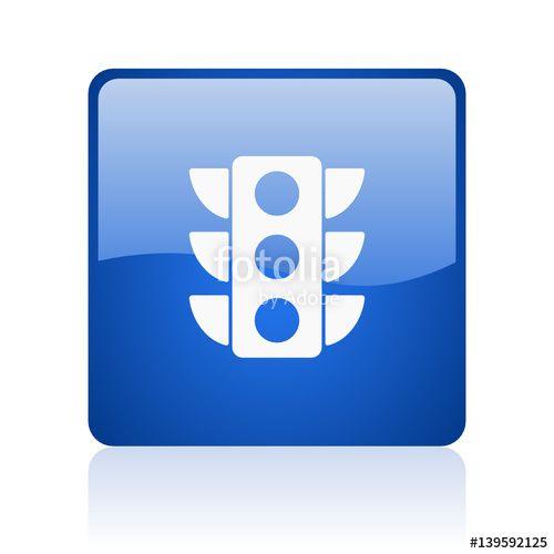 Internet in in Blue Square Logo - Traffic lights blue square glossy vector web icon. Modern design ...