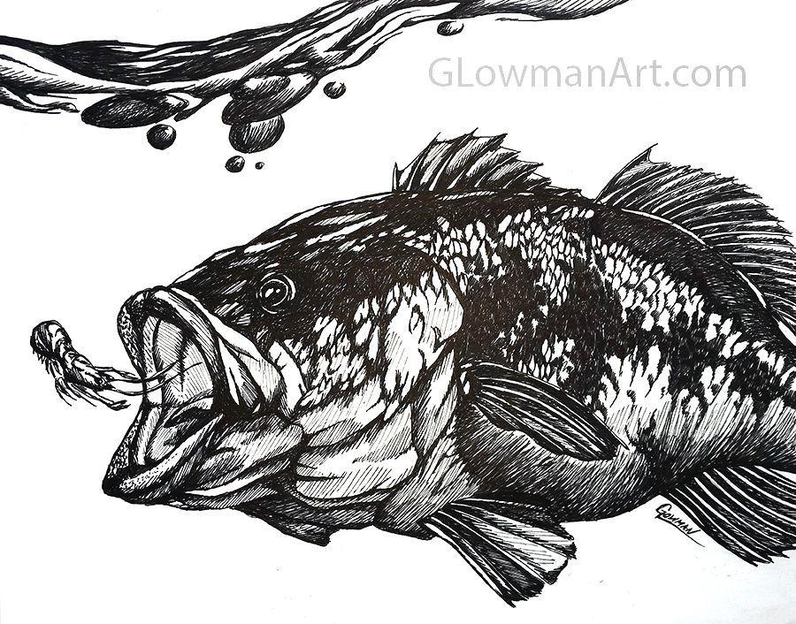 Black Bass Logo - Bass Fishing Works Of Art. Bass, Fish