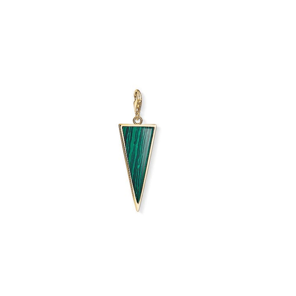 Silver Triangle Green Triangle Logo - Thomas Sabo Thomas Sabo Charm Pendant “Green Triangle”Y0023 140 6 925 Sterling Silver, Gold Plated Yellow Gold/ Simulated Malachite, Green