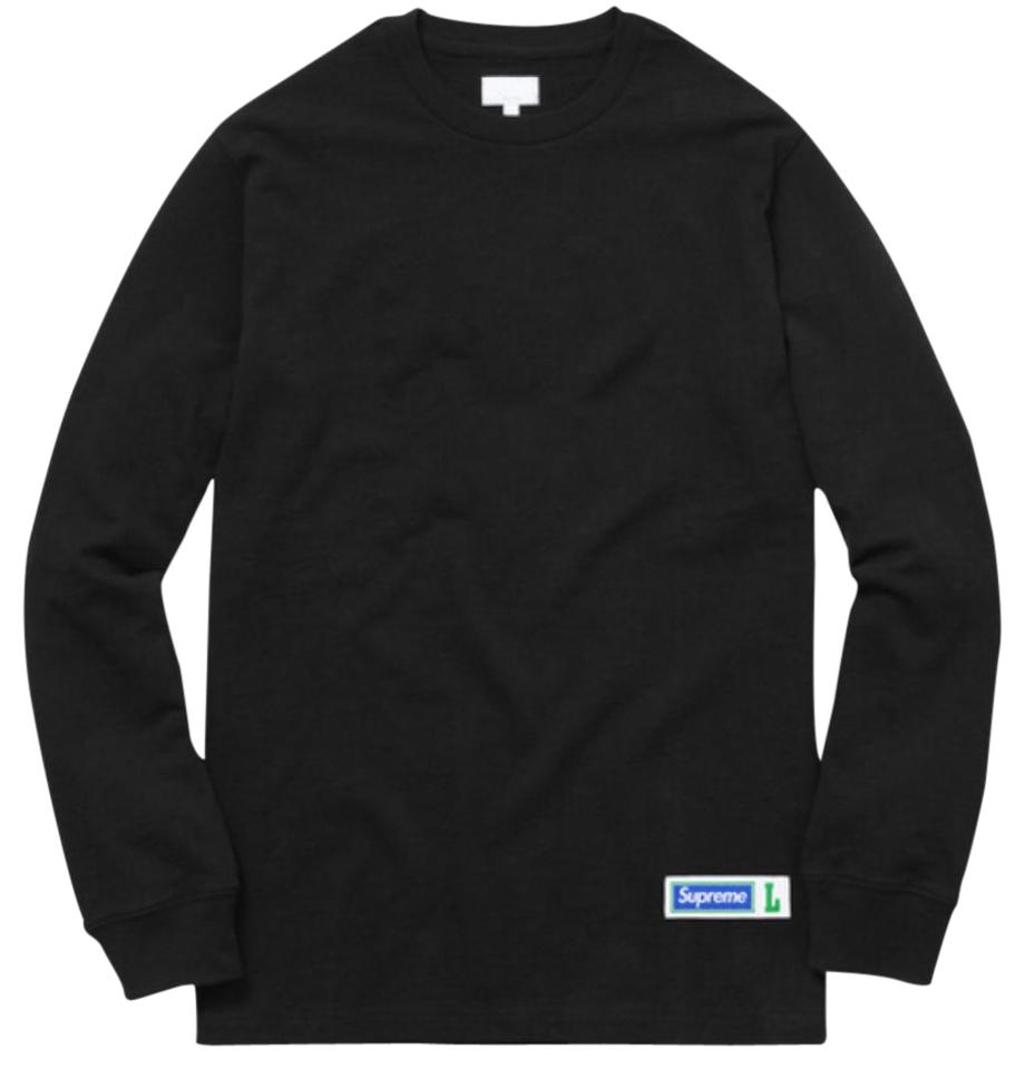 Supreme Smoke Logo - Supreme Black Cotton Jersey Long Sleeve Athletic Label with Logo On