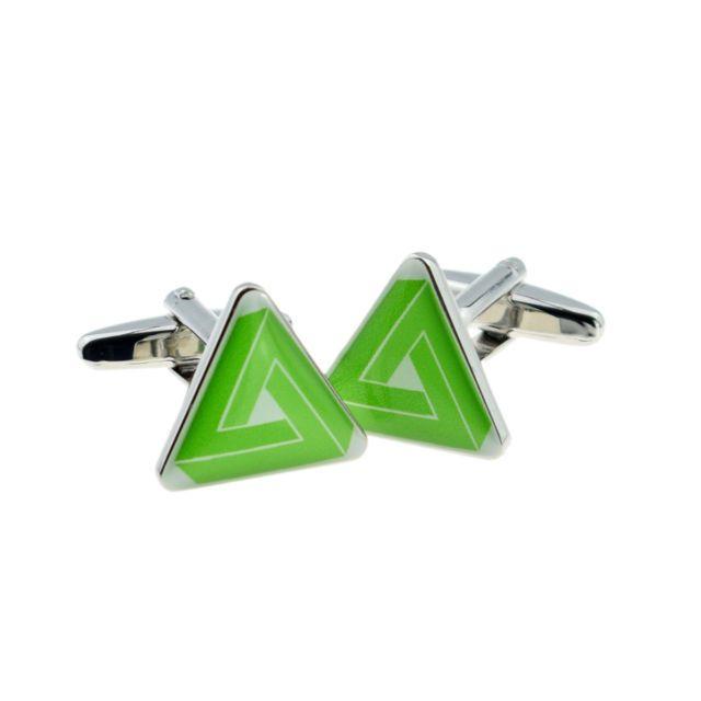 Silver Triangle Green Triangle Logo - Green Stylised Triangle Classic Shape Cufflinks - X2bot017