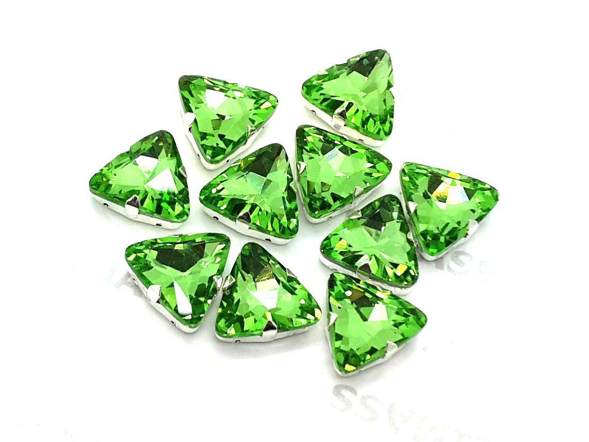 Silver Triangle Green Triangle Logo - Peridot Green Triangle, EIMASS® 3511 Sew or Glue on Glass Crystals in  Silver Casings