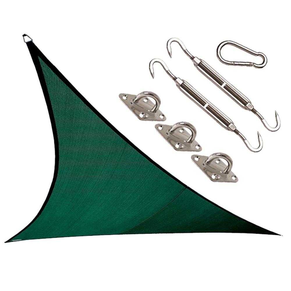 Silver Triangle Green Triangle Logo - Coolaroo Coolhaven 18 ft. x 18 ft. Heritage Green Triangle Shade Sail with  Kit