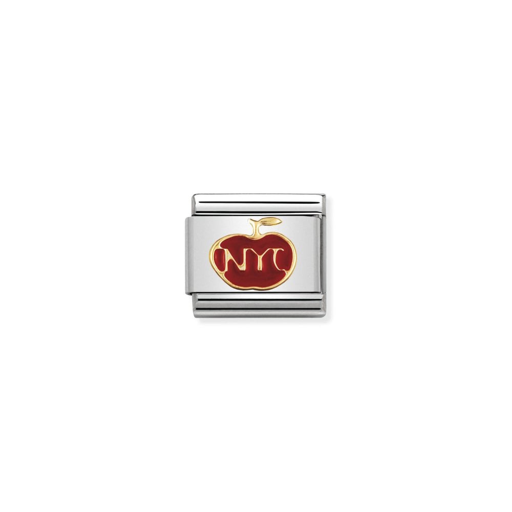 Gold New York Logo - NOMINATION Classic Gold & Red Enamel The Big Apple - New York Charm