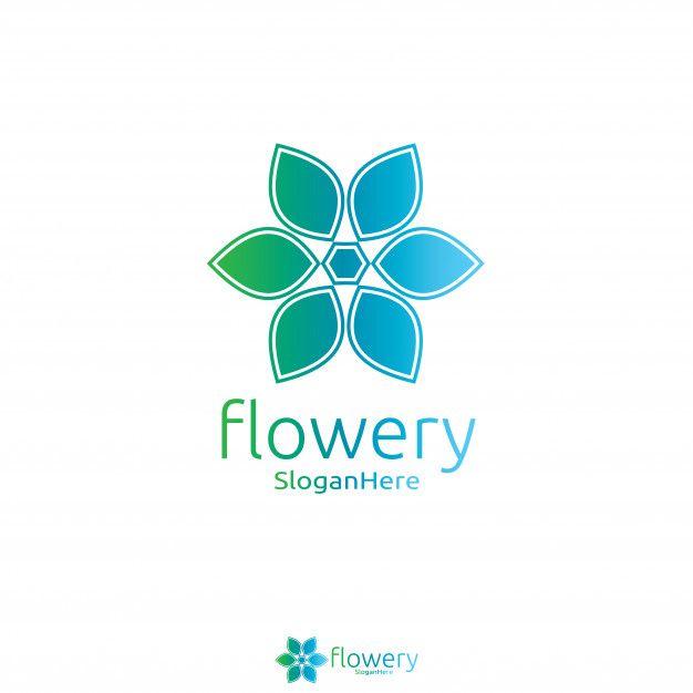 Fresh Flower Logo - Elegant flower logo icon vector design with green blue nature
