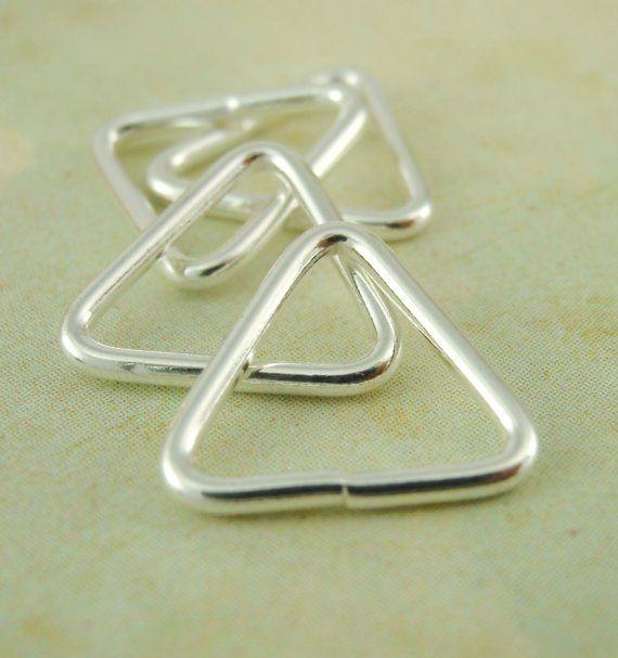 Silver Triangle Green Triangle Logo - 5 Sterling Silver Triangle Jump Rings - 20 gauge 7.5mm OD or 24 gauge 5mm  OD - Best Commercial Available - 100% Guarantee