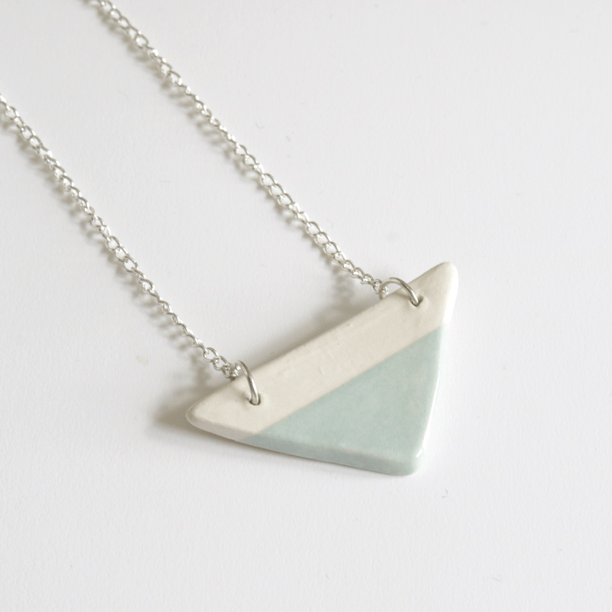 Silver Triangle Green Triangle Logo - Green Triangle Ceramic Necklace
