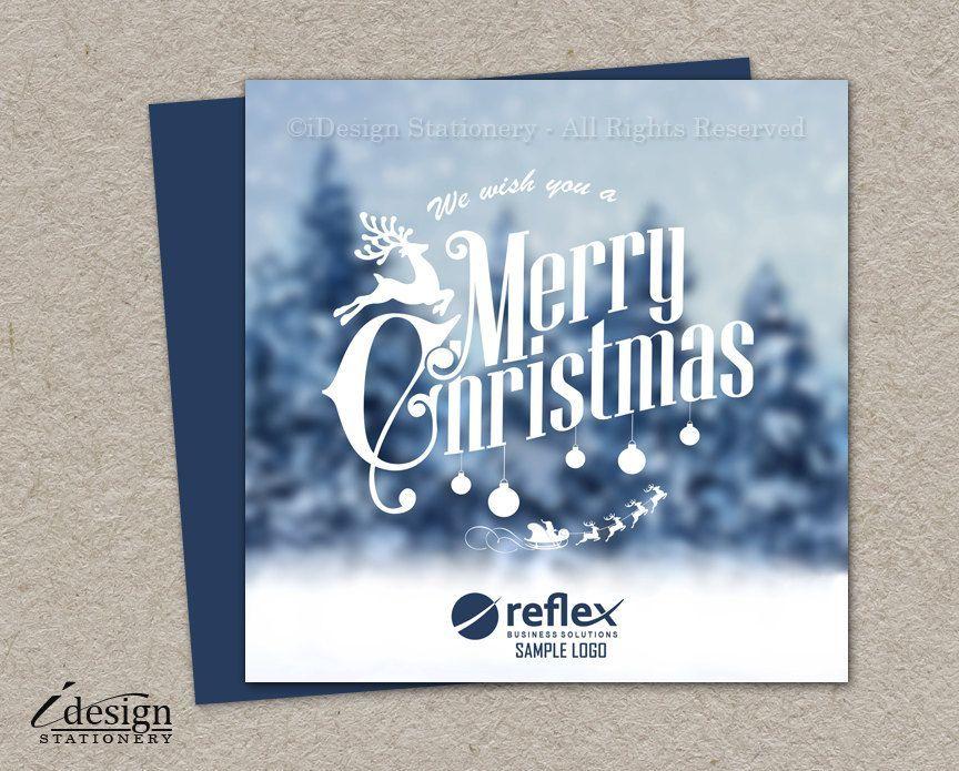 Christmas Printable Logo - Winter Scene Business Christmas Cards With Logo | Printable ...