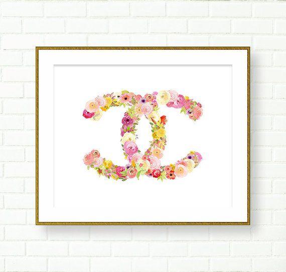 Chanel Floral Logo - Chanel Logo Art Print Floral Floral Chanel Watercolor | Etsy