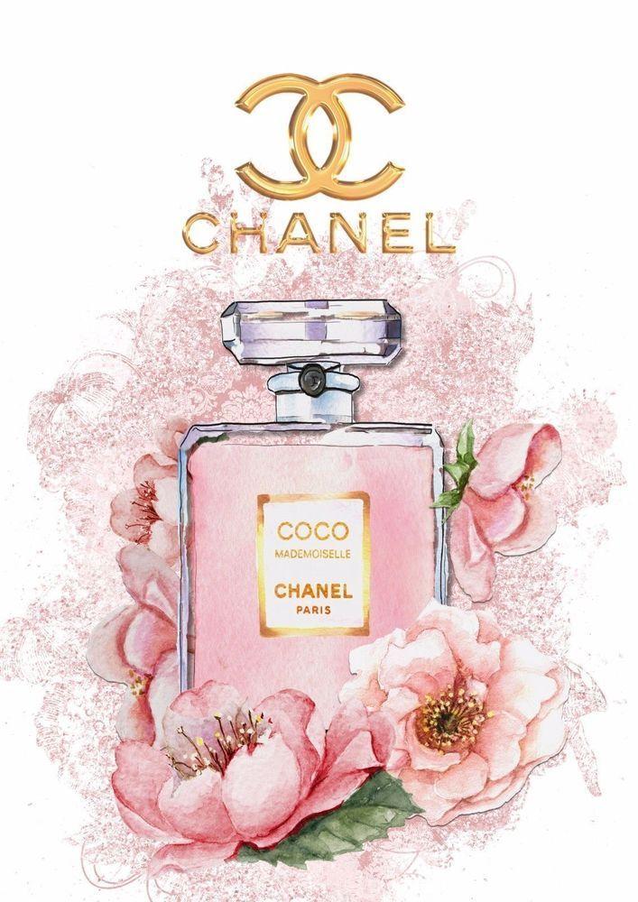 Chanel Floral Logo - Coco Chanel Mademoiselle Print Watercolour Art Floral Glossy Print ...
