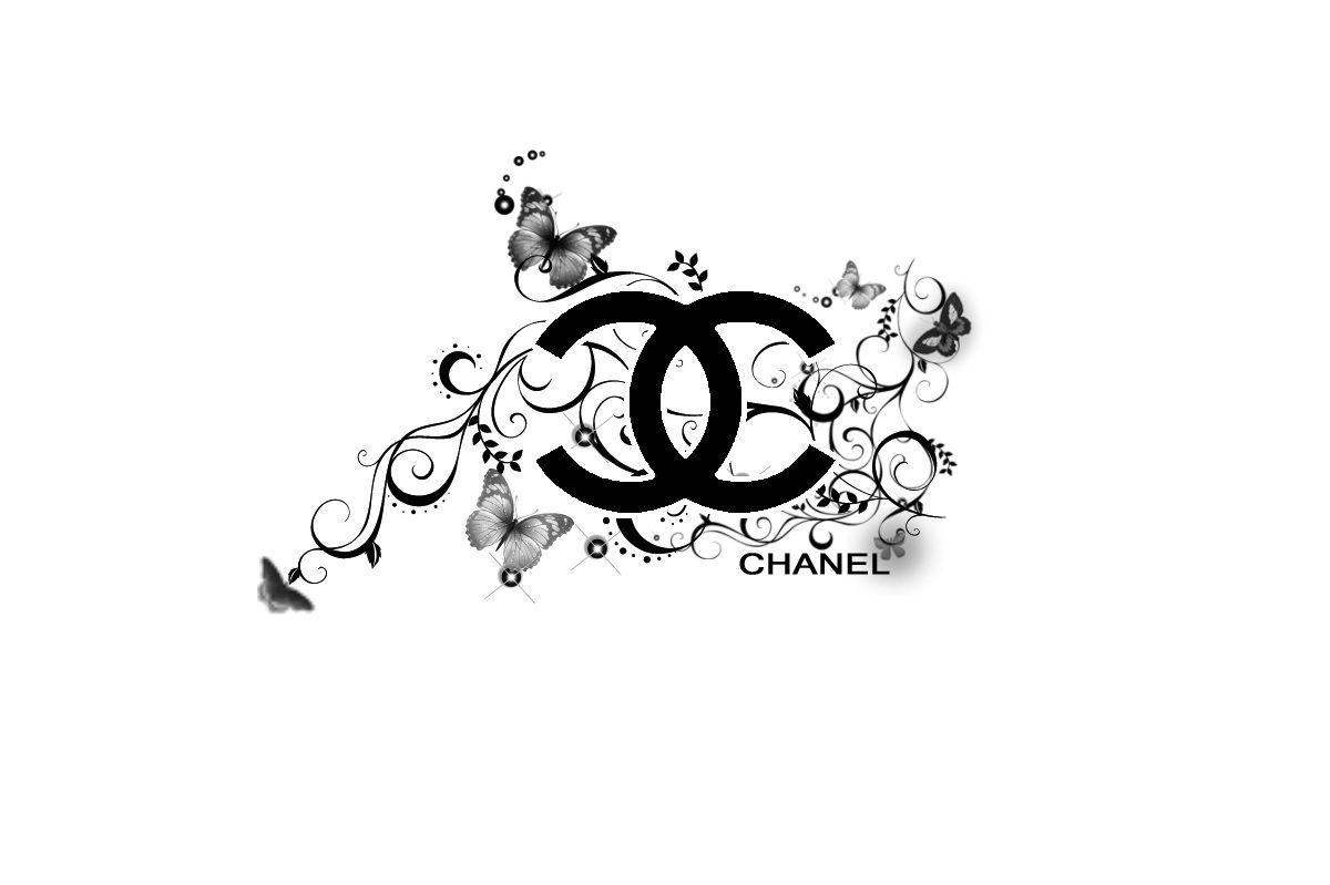 Chanel Logo Navy and Gold Floral Art
