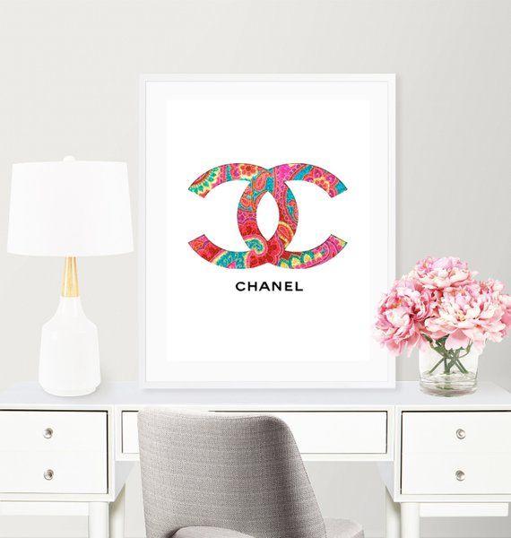 Chanel Floral Logo - Coco Chanel Logo Watercolor Chanel Logo Chanel Print Fashion