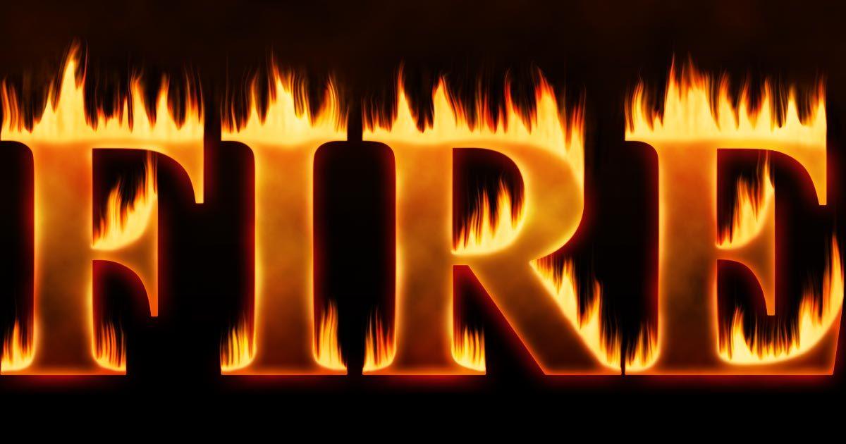 Box with White Flames Red Logo - Flaming Hot Fire Text In Photoshop