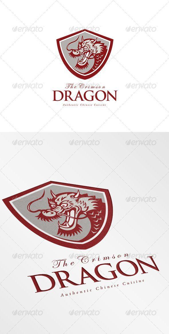 Crimson Geometric Logo - The Crimson Dragon Chinese Cuisine Logo | Logos Design Vintage ...