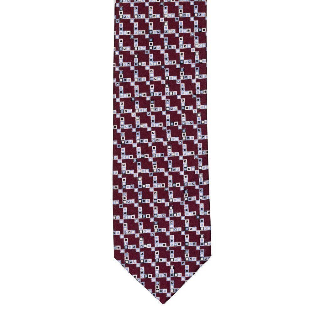 Crimson Geometric Logo - BRIONI Handmade Crimson Geometric Micro-design Silk Tie NEW – SARTORIALE