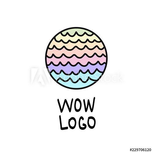 Rainbow Ball Logo - Rainbow round logo with waves, pastel neon spectrum colors, colorful ...