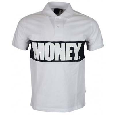 Polo Clothing Logo - Money Clothing Block SS Printed Logo White Polo | eBay