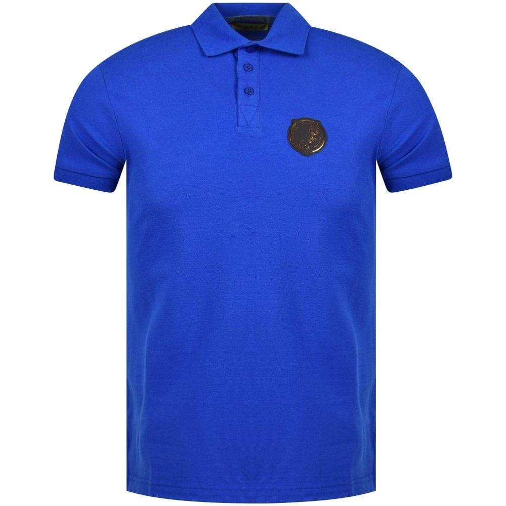 Polo Clothing Logo - VERSACE JEANS Blue Logo Polo Shirt from Brother2Brother UK