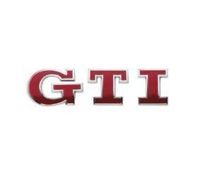 GTI Logo - Silver Chrome Red Car Emblem GTI Logo Badge 3D Decal Self