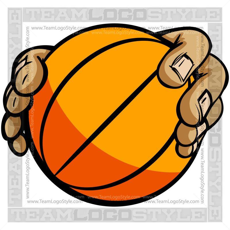 Basketball with Hands Logo - Hands Holding Basketball Cartoon - Vector Clipart Hands Holding ...