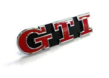 GTI Logo - Genuine VW GTI Front Grill Badge Emblem Chrome Silver Red
